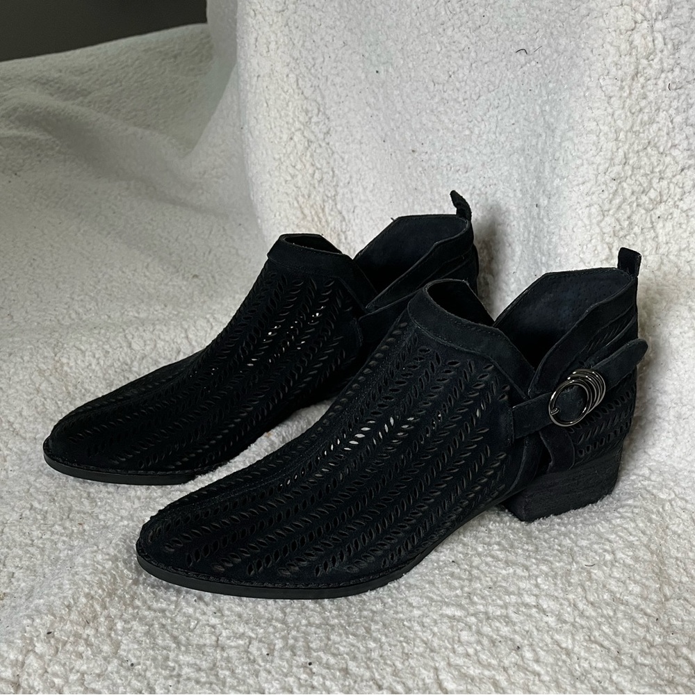 Vince Camuto Black Perforated Ankle Boots